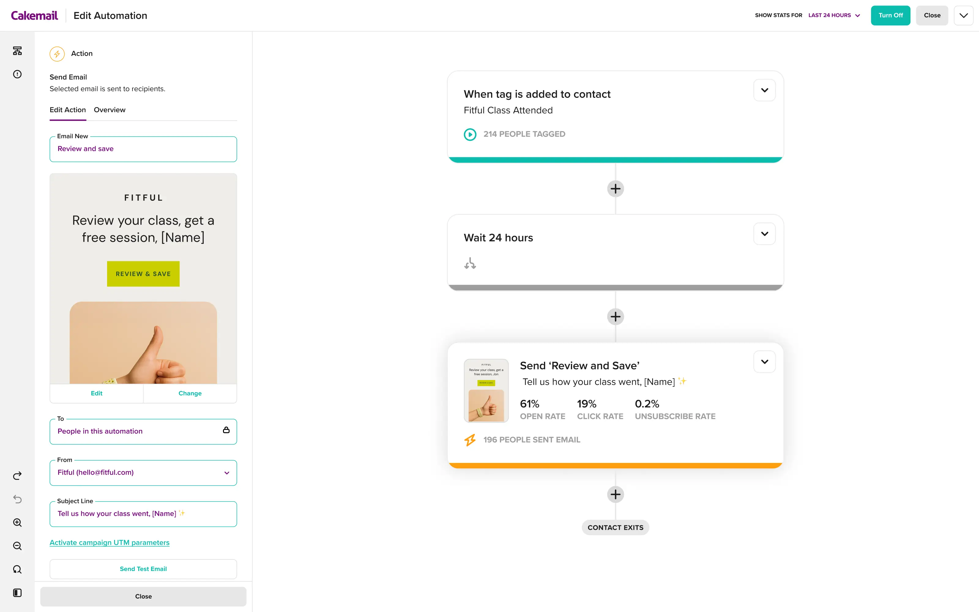 Un parcours client dans l’outil d’automatisation de Cakemail.