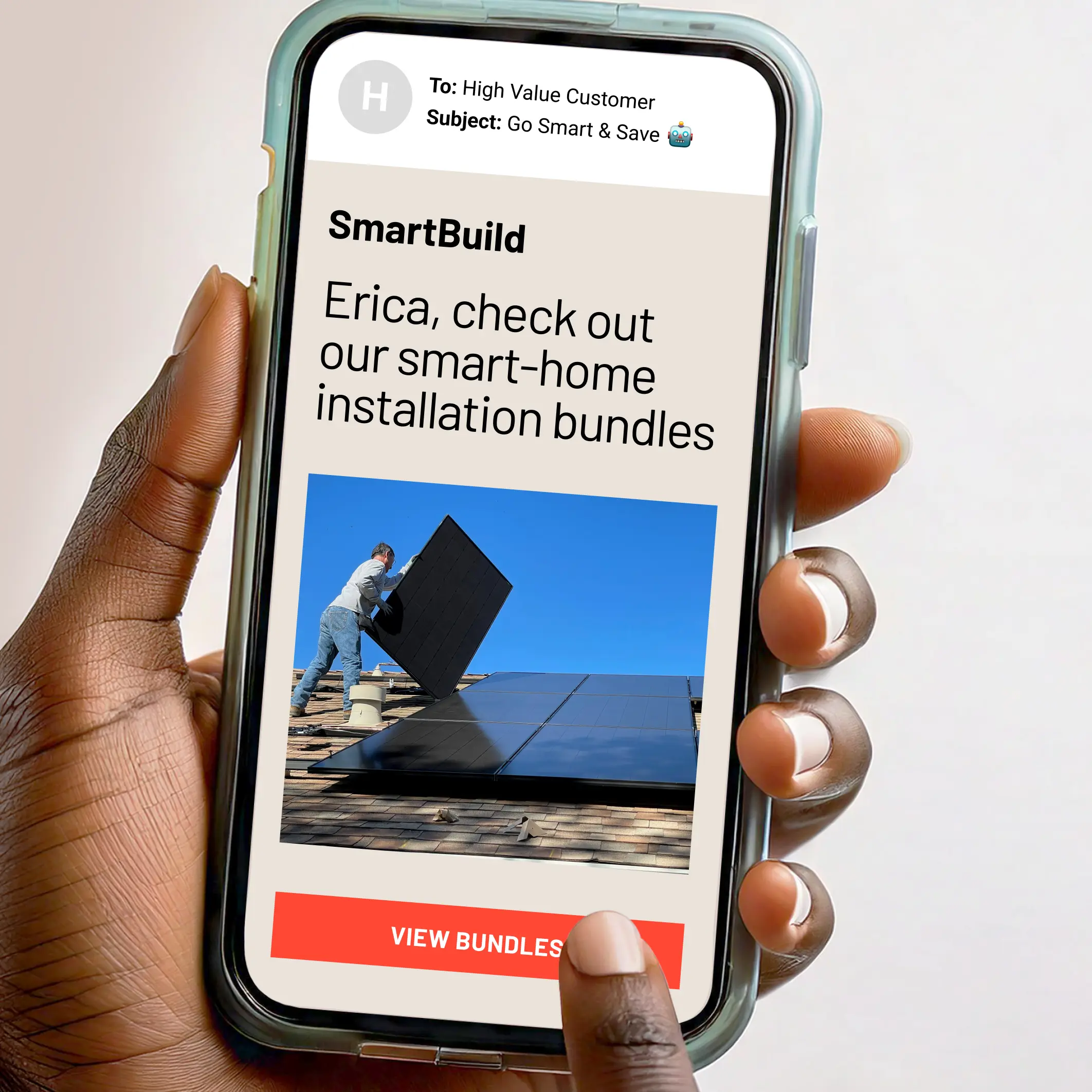 Un email pour entrepreneurs affiché sur un téléphone.