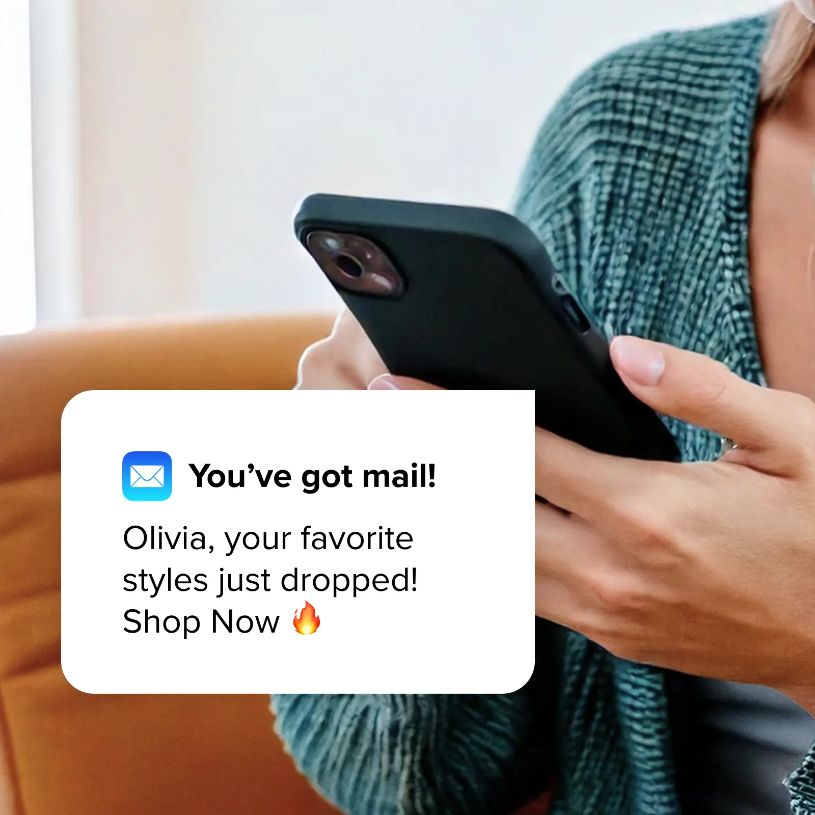 Un message de relance d’une boutique en ligne, reçu comme notification sur un téléphone.